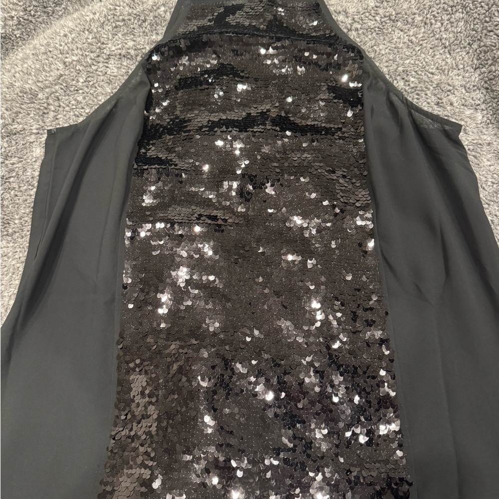 Black Sequin Sleeveless Top